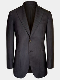 CHARCOAL BLACK WITH BRONZE DOTTED PINSTRIPES WOOL JACKET