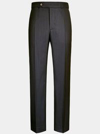 CHARCOAL BLACK WITH BRONZE DOTTED PINSTRIPES WOOL TROUSERS