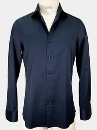 MIDNIGHT BLUE COTTON SATEEN DRESS SHIRT