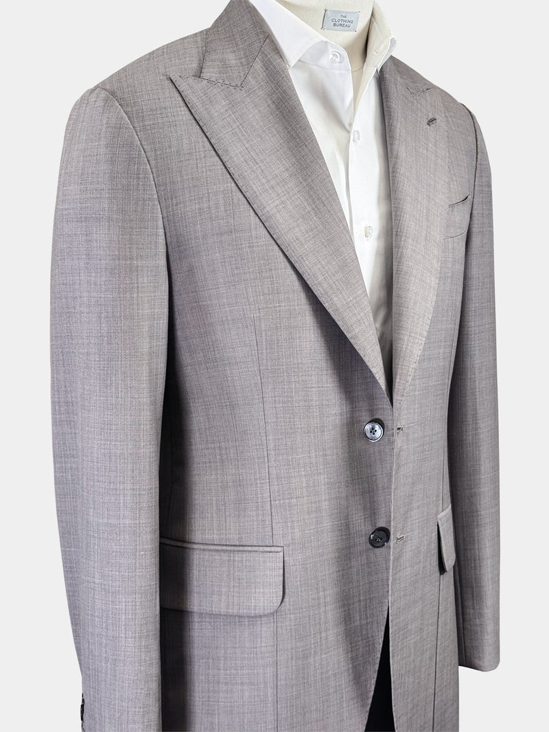 SUPER 100s WOOL JACKET IN TAUPE GRAY MELANGE