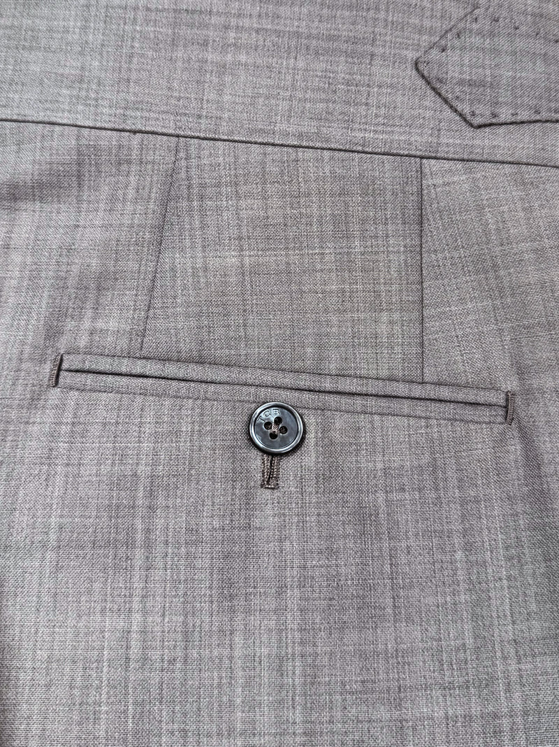 SUPER 100s WOOL SUIT IN TAUPE GRAY MELANGE