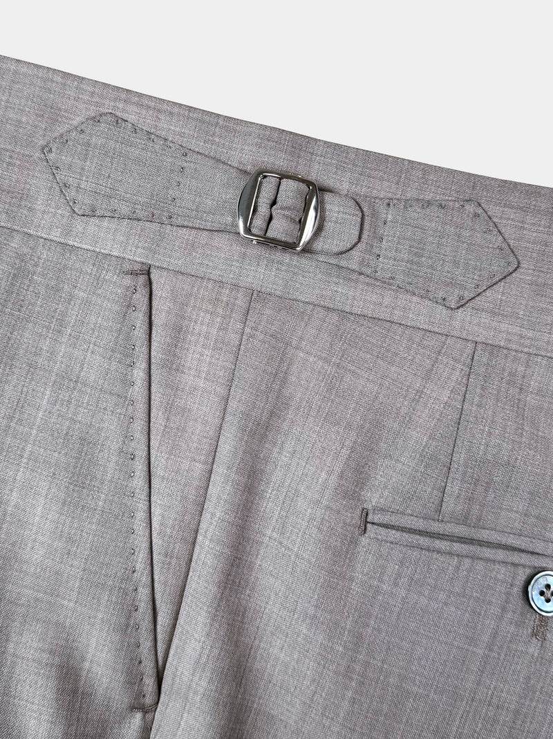 SUPER 100s WOOL SUIT IN TAUPE GRAY MELANGE