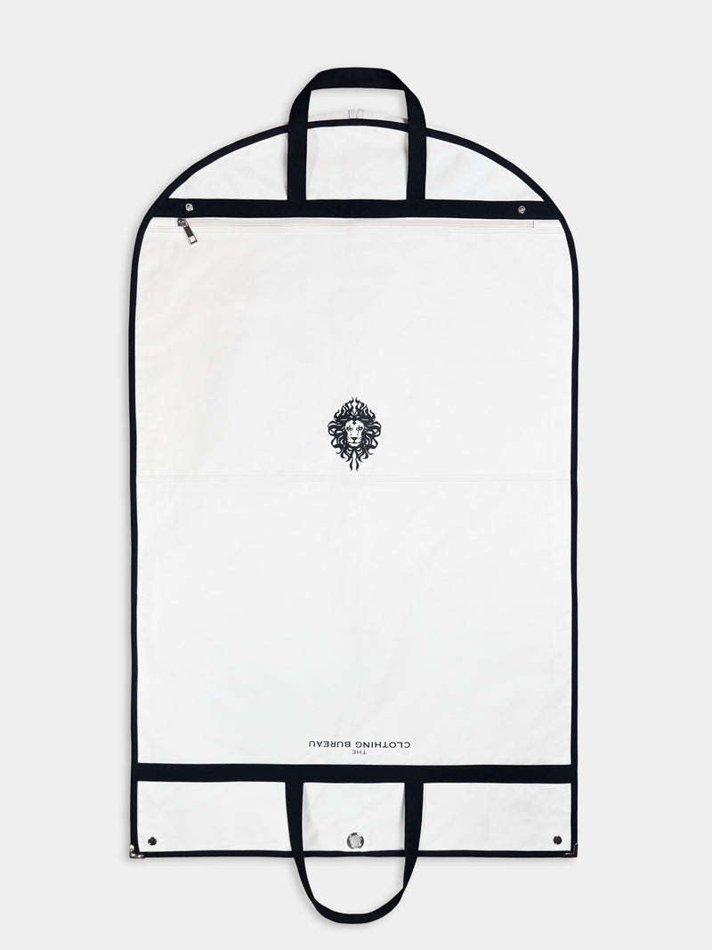 The Clothing Bureau garment bag, outer pocket view
