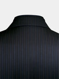 BLACK WITH FAINT BLUE STRIPES WORSTED WOOL AND SILK SUIT