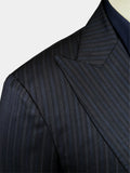 BLACK WITH FAINT BLUE STRIPES WORSTED WOOL AND SILK SUIT