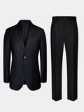 BLACK WITH FAINT BLUE STRIPES WORSTED WOOL AND SILK SUIT