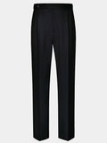 BLACK WITH FAINT BLUE STRIPES WORSTED WOOL AND SILK SUIT