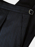 BLACK WITH FAINT BLUE STRIPES WORSTED WOOL AND SILK SUIT