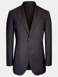 CHARCOAL BLACK WITH BRONZE DOTTED PINSTRIPES WOOL SUIT