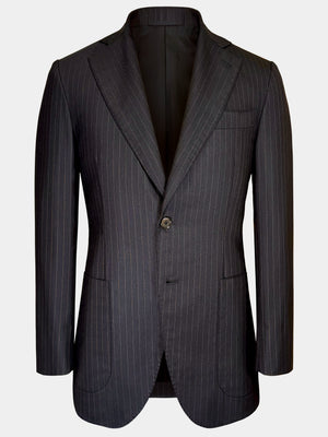 CHARCOAL BLACK WITH BRONZE DOTTED PINSTRIPES  WOOL JACKET