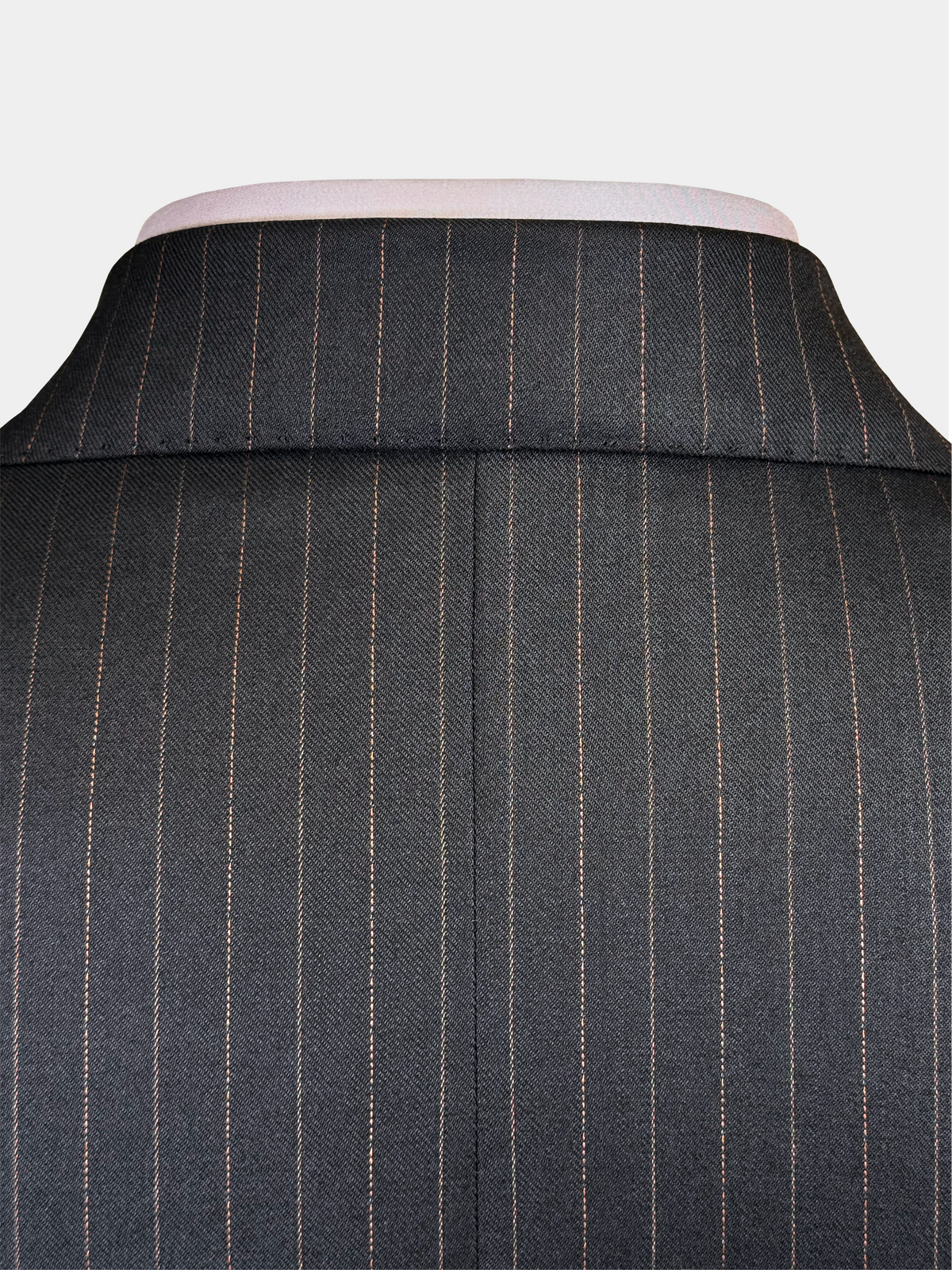 CHARCOAL BLACK WITH BRONZE DOTTED PINSTRIPES WOOL SUIT
