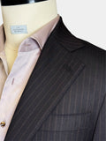 CHARCOAL BLACK WITH BRONZE DOTTED PINSTRIPES WOOL SUIT