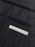 CHARCOAL BLACK WITH BRONZE DOTTED PINSTRIPES WOOL SUIT