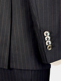 CHARCOAL BLACK WITH BRONZE DOTTED PINSTRIPES WOOL SUIT