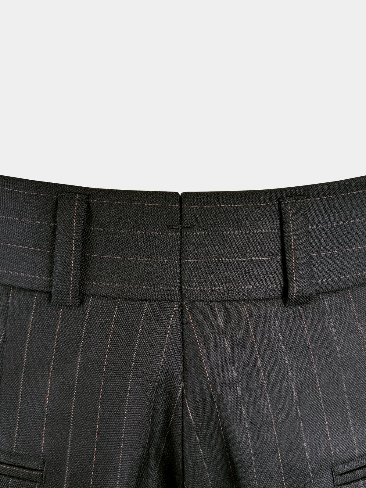 CHARCOAL BLACK WITH BRONZE DOTTED PINSTRIPES WOOL SUIT