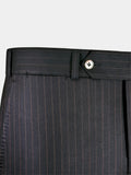 CHARCOAL BLACK WITH BRONZE DOTTED PINSTRIPES WOOL SUIT