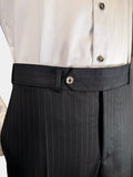 CHARCOAL BLACK WITH BRONZE DOTTED PINSTRIPES WOOL SUIT