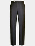 CHARCOAL BLACK WITH BRONZE DOTTED PINSTRIPES WOOL SUIT