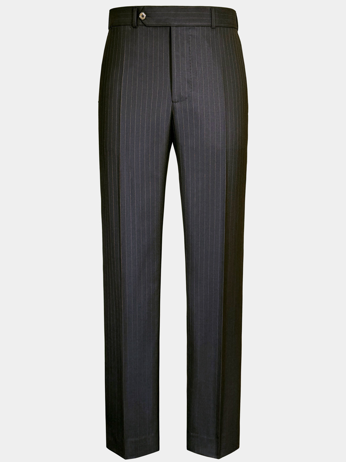 CHARCOAL BLACK WITH BRONZE DOTTED PINSTRIPES WOOL SUIT
