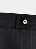 CHARCOAL BLACK WITH BRONZE DOTTED PINSTRIPES  WOOL TROUSERS
