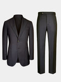 CHARCOAL BLACK WITH BRONZE DOTTED PINSTRIPES WOOL SUIT