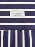 DEEP BLUE AND WHITE STRIPED COTTON POPLIN DRESS SHIRT