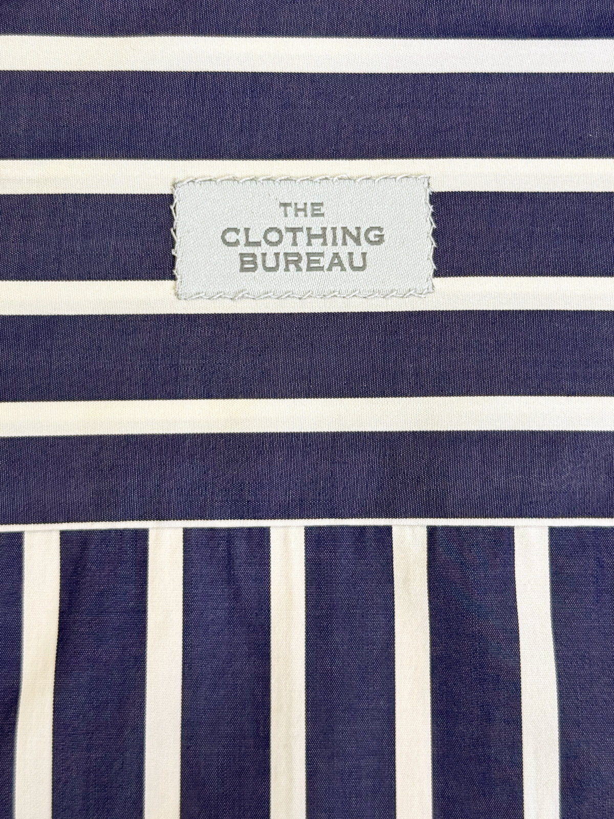 DEEP BLUE AND WHITE STRIPED COTTON POPLIN DRESS SHIRT
