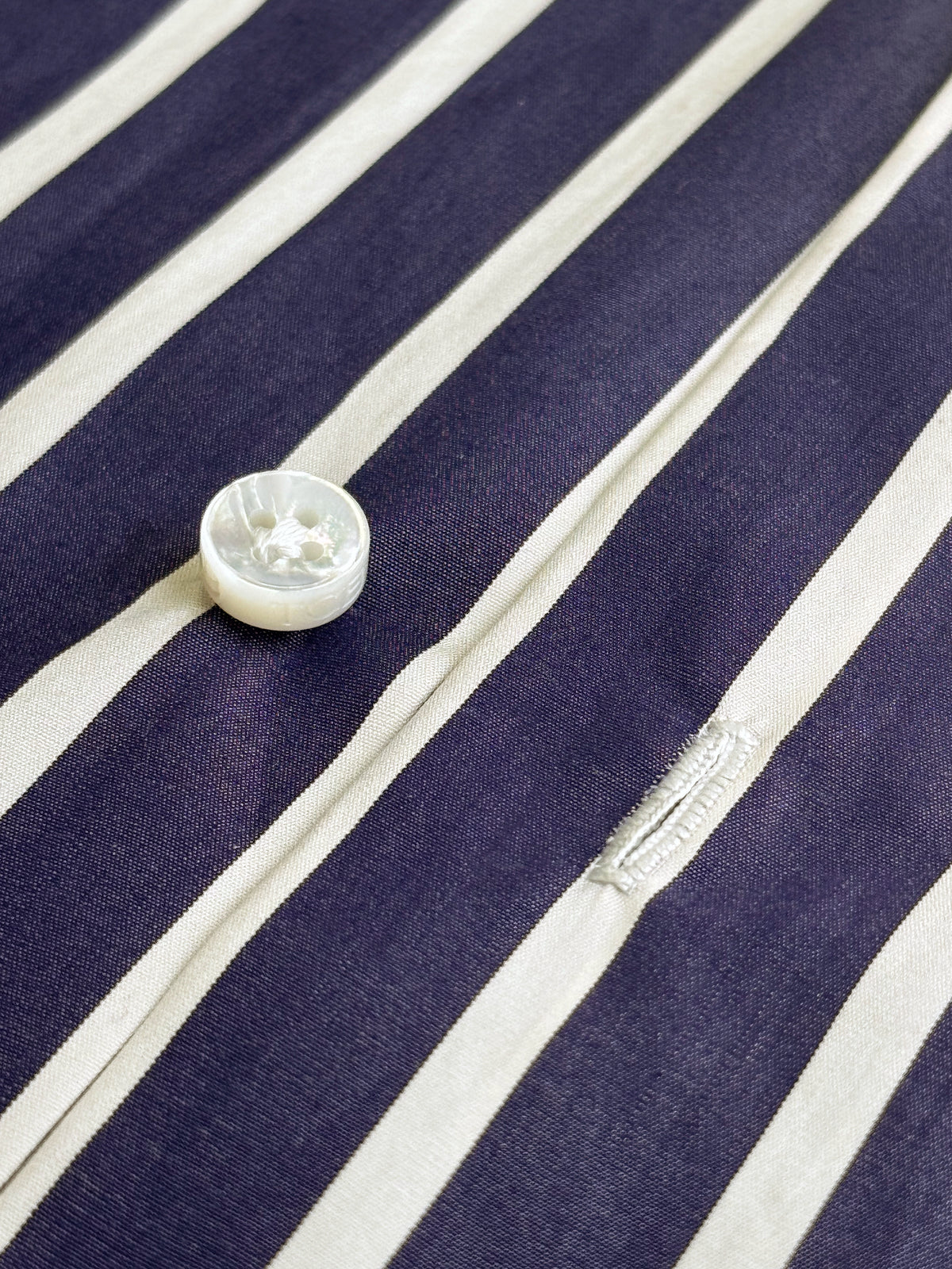 Deep Blue Striped Cotton Poplin Dress Shirt