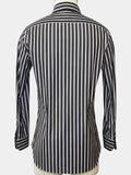 CHARCOAL GRAY AND WHITE STRIPED COTTON POPLIN DRESS SHIRT