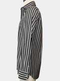 CHARCOAL GRAY AND WHITE STRIPED COTTON POPLIN DRESS SHIRT