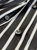 CHARCOAL GRAY AND WHITE STRIPED COTTON POPLIN DRESS SHIRT