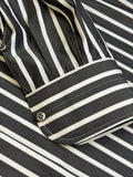 CHARCOAL GRAY AND WHITE STRIPED COTTON POPLIN DRESS SHIRT