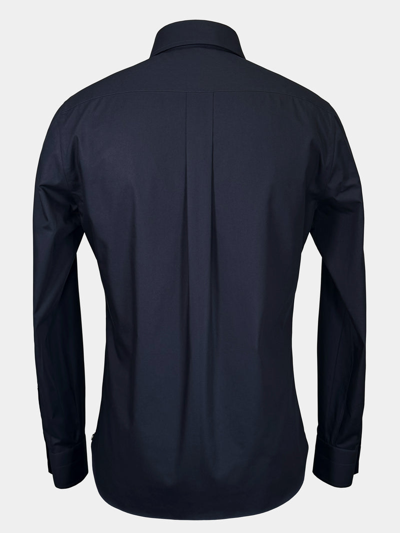 FINE TWILL EGYPTIAN COTTON SPORT SHIRT IN DARK NAVY
