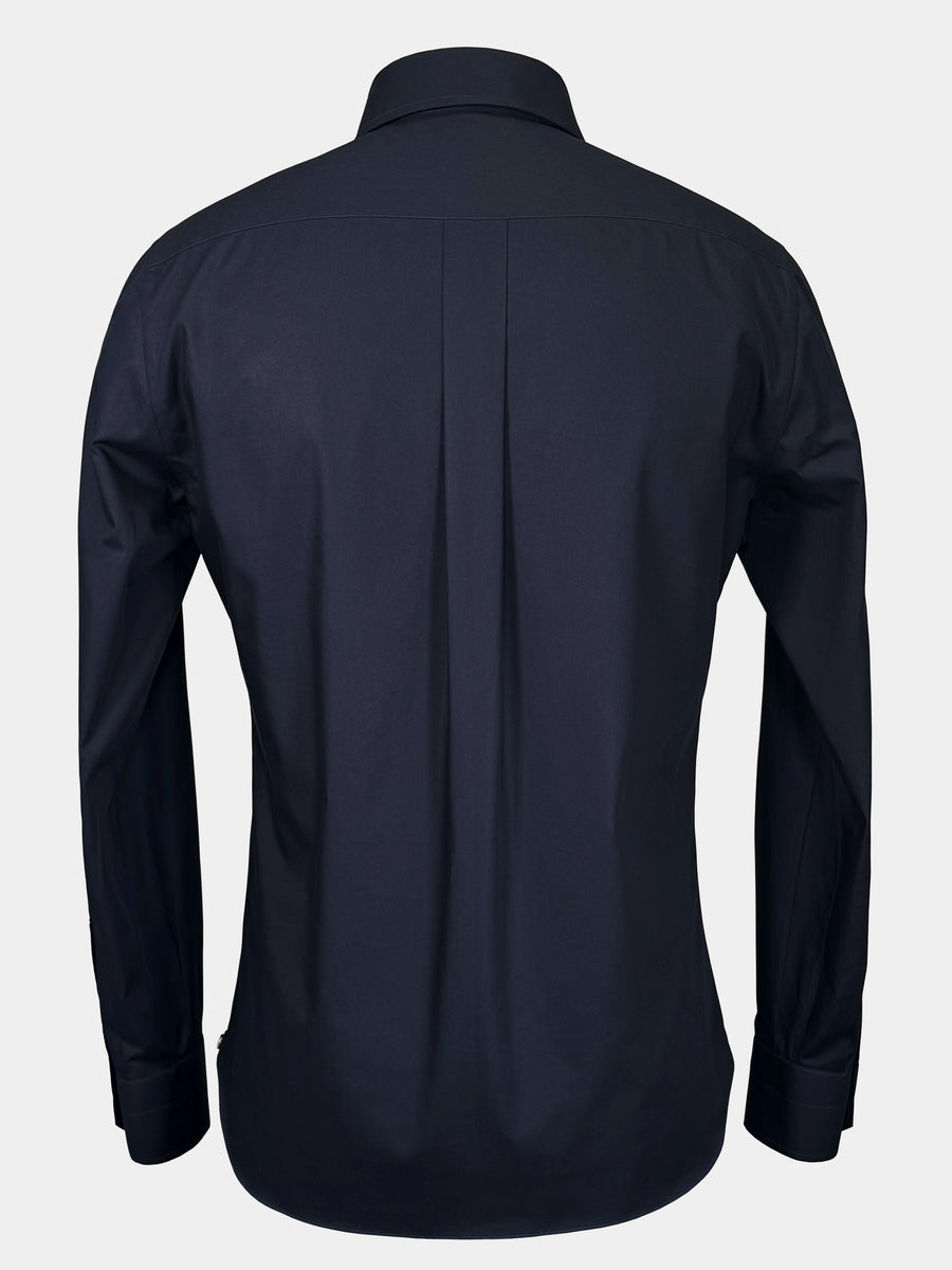 FINE TWILL GIZA 87 COTTON SPORT SHIRT IN DARK NAVY