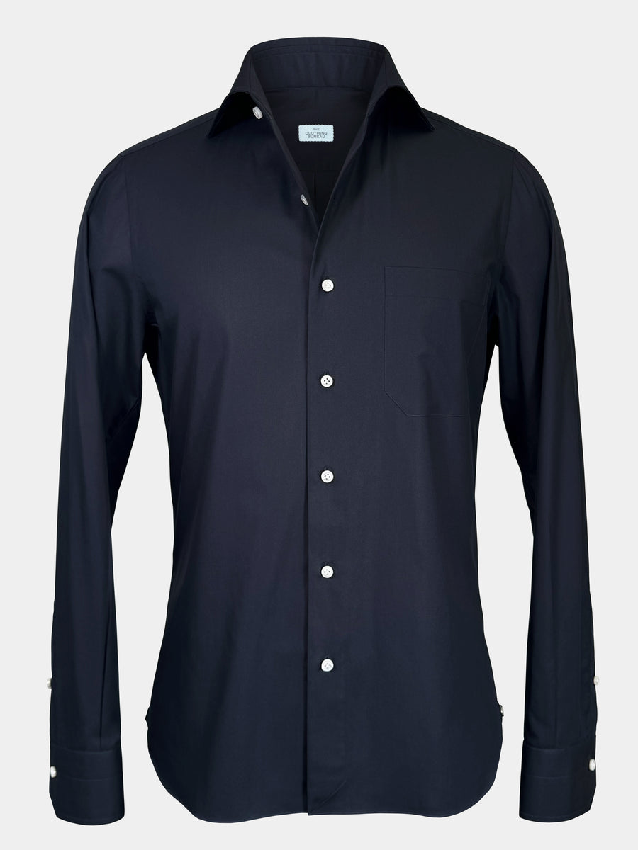 FINE TWILL GIZA 87 COTTON SPORT SHIRT IN DARK NAVY