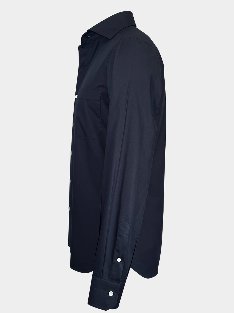 FINE TWILL GIZA 87 COTTON SPORT SHIRT IN DARK NAVY