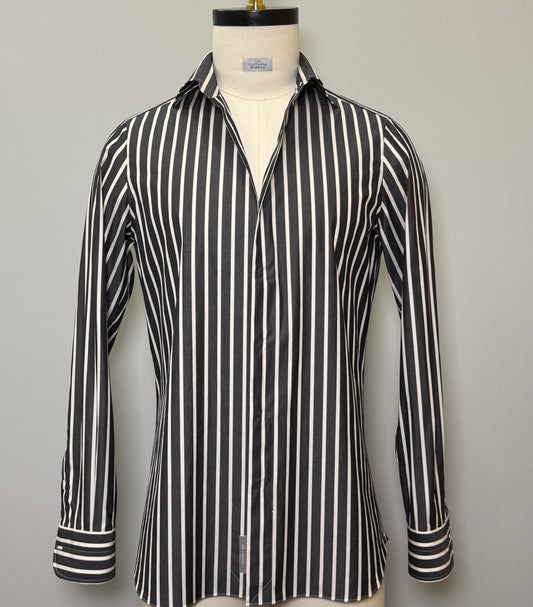 Charcoal Gray with White stripes