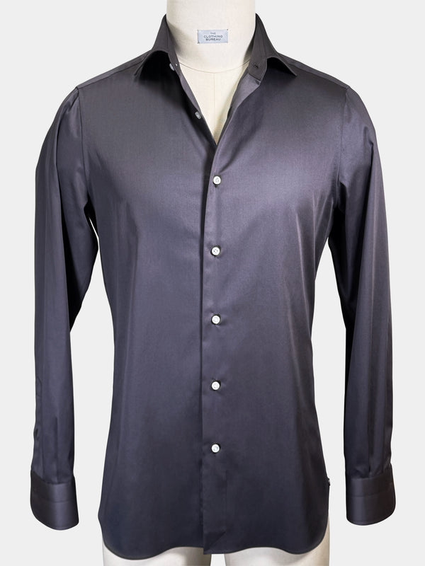 COTTON SATEEN DRESS SHIRT IN MOOD GRAY