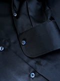 MIDNIGHT BLUE COTTON SATEEN DRESS SHIRT