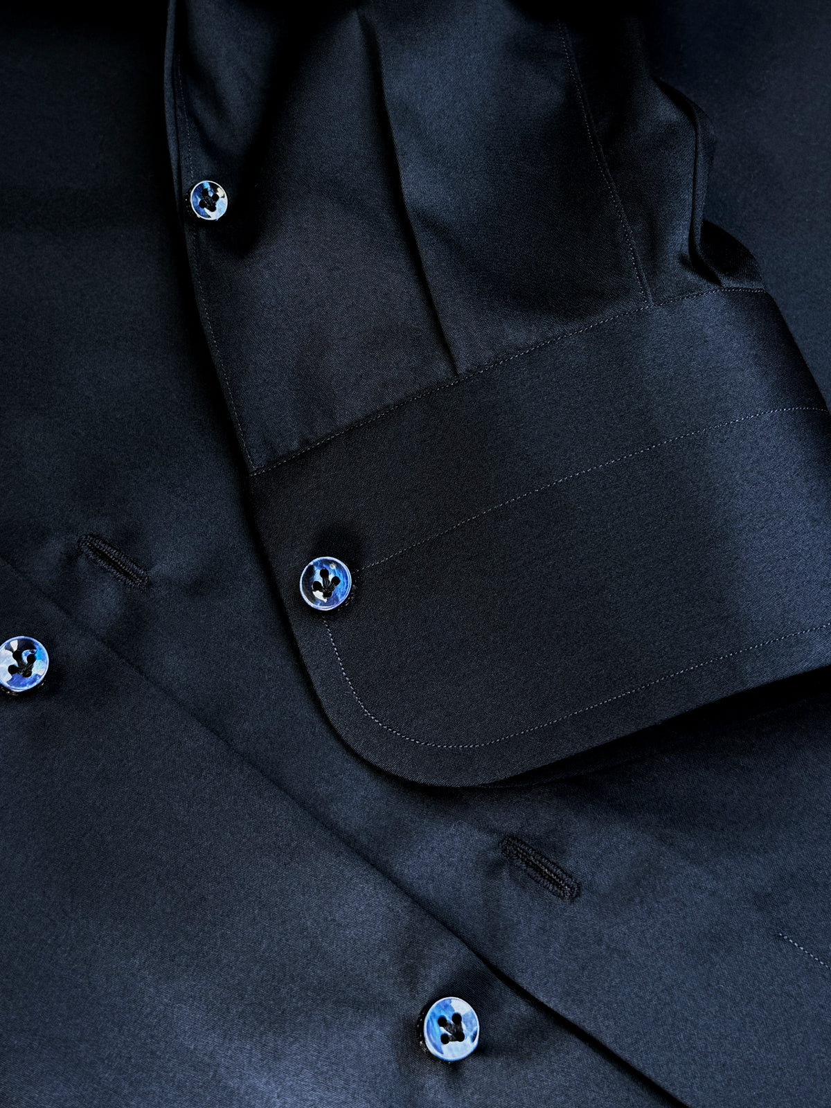 MIDNIGHT BLUE COTTON SATEEN DRESS SHIRT