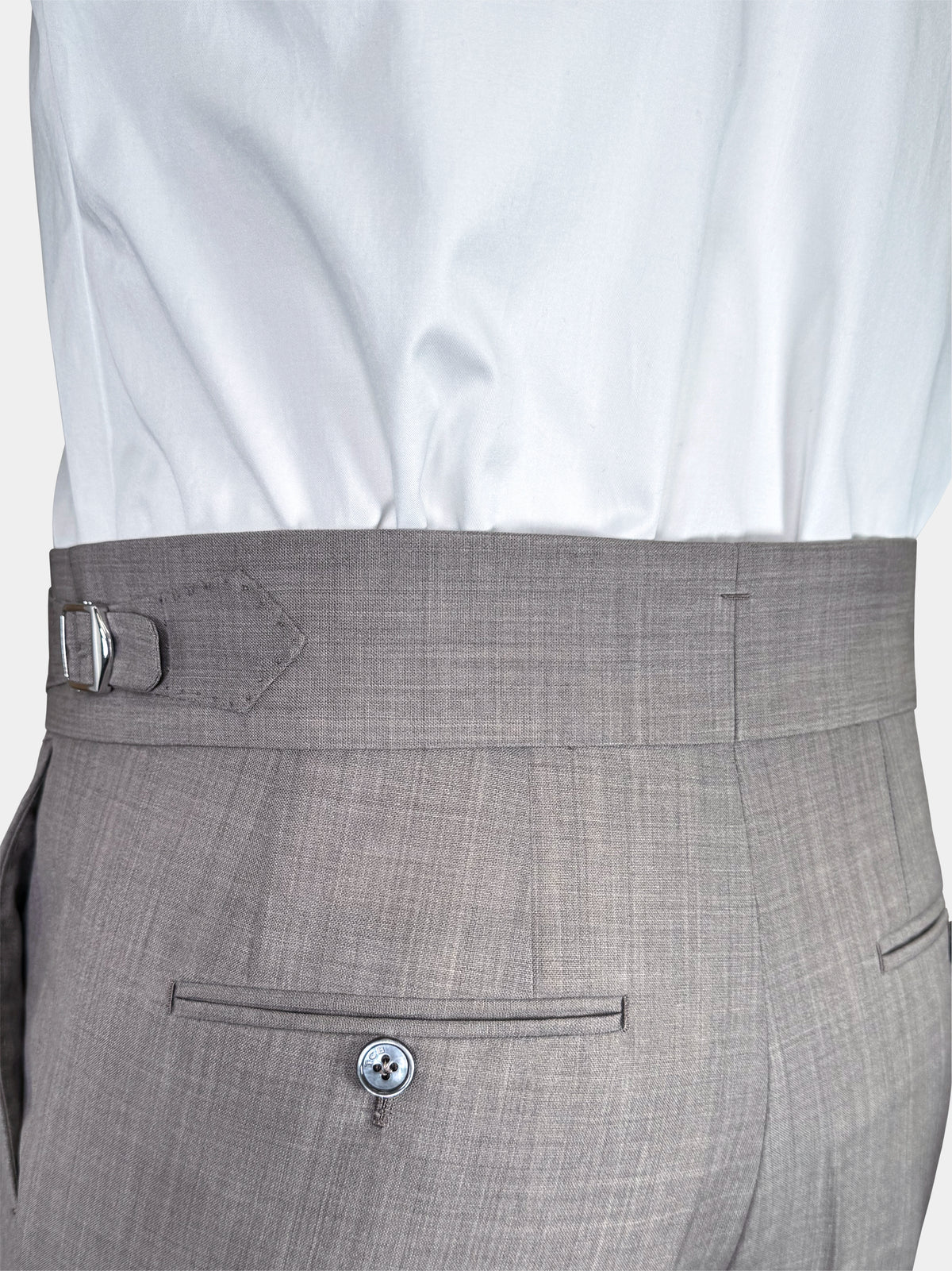TAUPE GRAY MELANGE WOOL TROUSERS