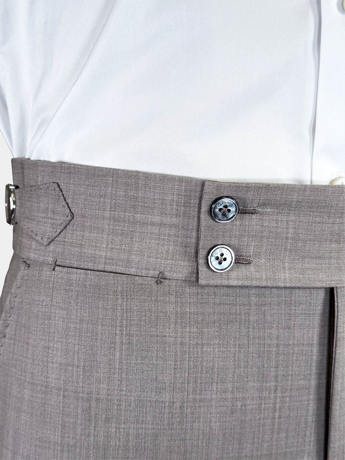 TAUPE GRAY MELANGE WOOL TROUSERS
