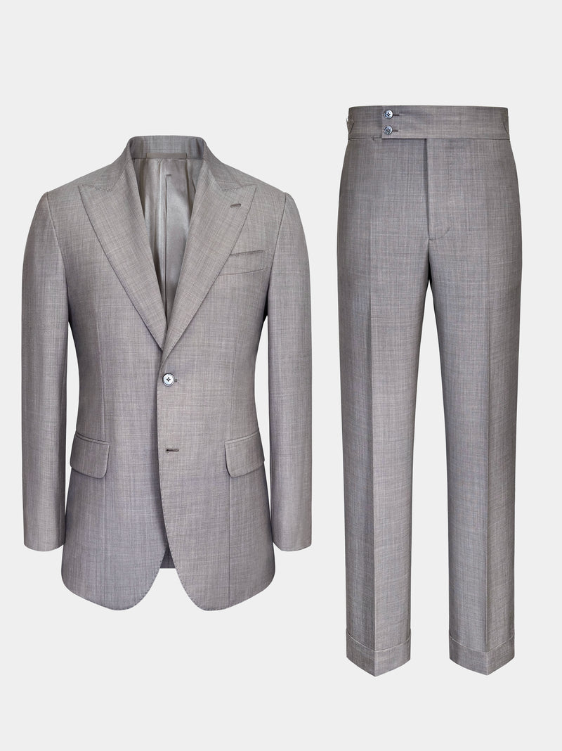TAUPE GRAY MELANGE WOOL SUIT