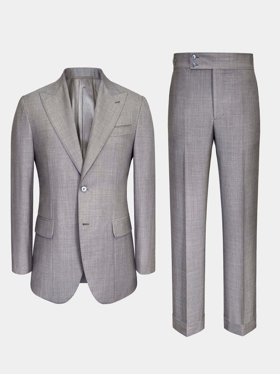 TAUPE GRAY MELANGE WOOL SUIT