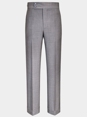TAUPE GRAY MELANGE WOOL TROUSERS