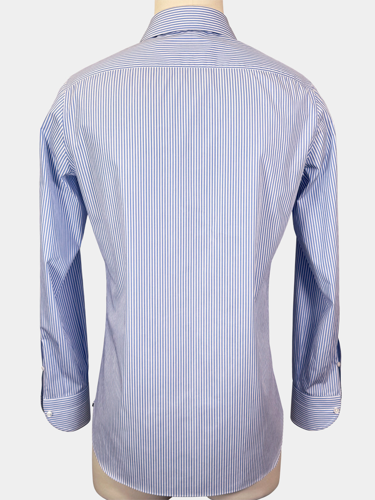 SKY BLUE AND WHITE STRIPED COTTON POPLIN DRESS SHIRT