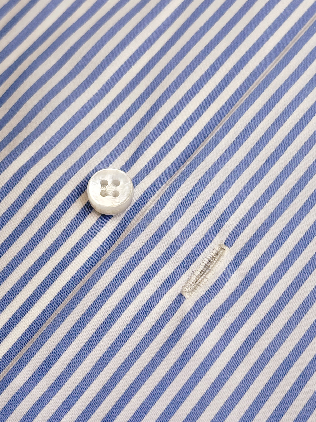 SKY BLUE AND WHITE STRIPED COTTON POPLIN DRESS SHIRT