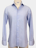 SKY BLUE AND WHITE STRIPED COTTON POPLIN DRESS SHIRT