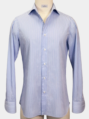 COTTON POPLIN DRESS SHIRT IN SKY BLUE AND WHITE STRIPES