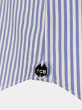 SKY BLUE AND WHITE STRIPED COTTON POPLIN DRESS SHIRT